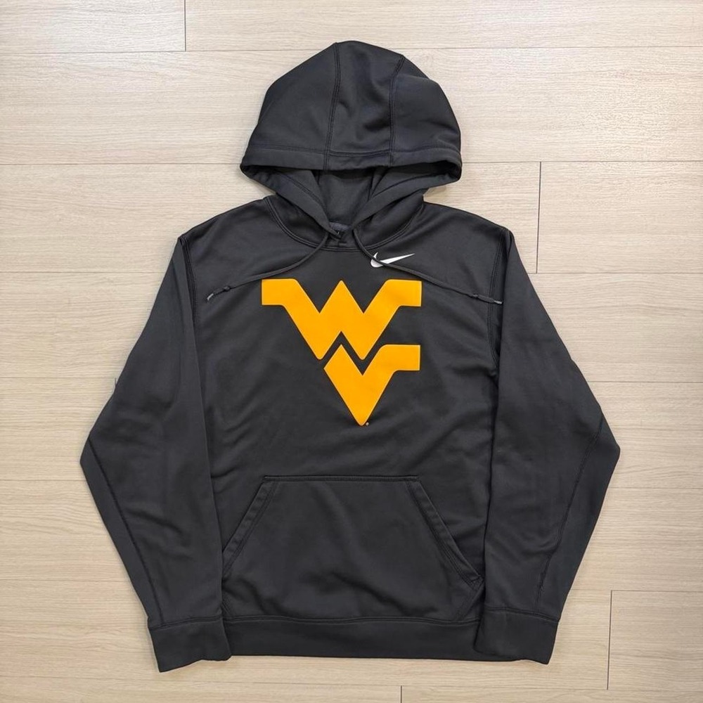 Nike West Virginia University Mountaineers Grey Therma-Fit Hoodie Mens Medium